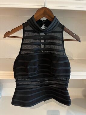 JS Collection Black Mesh Panel Top
